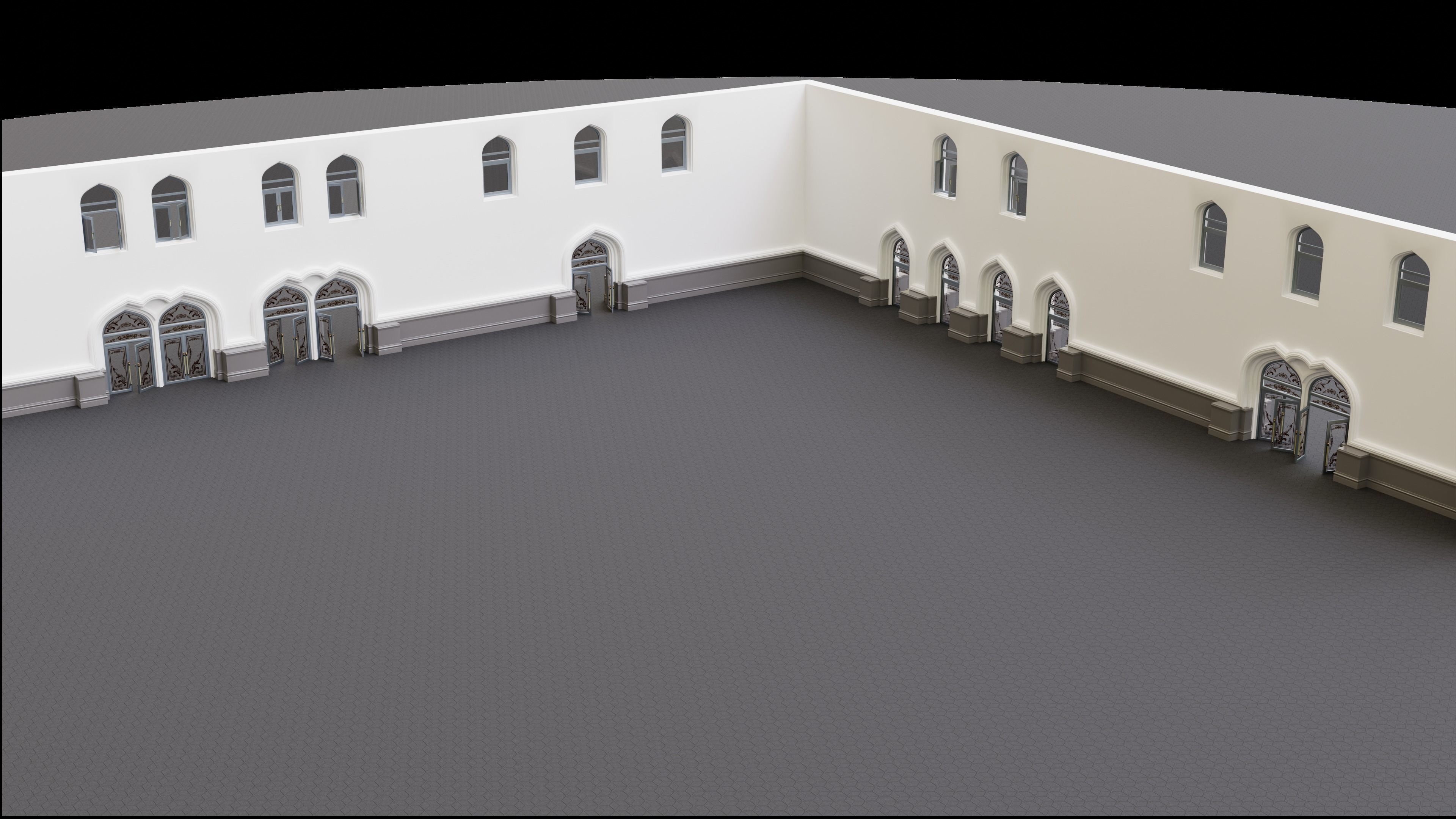 Continuous building Gates Walls and Windows pack 3D model_6