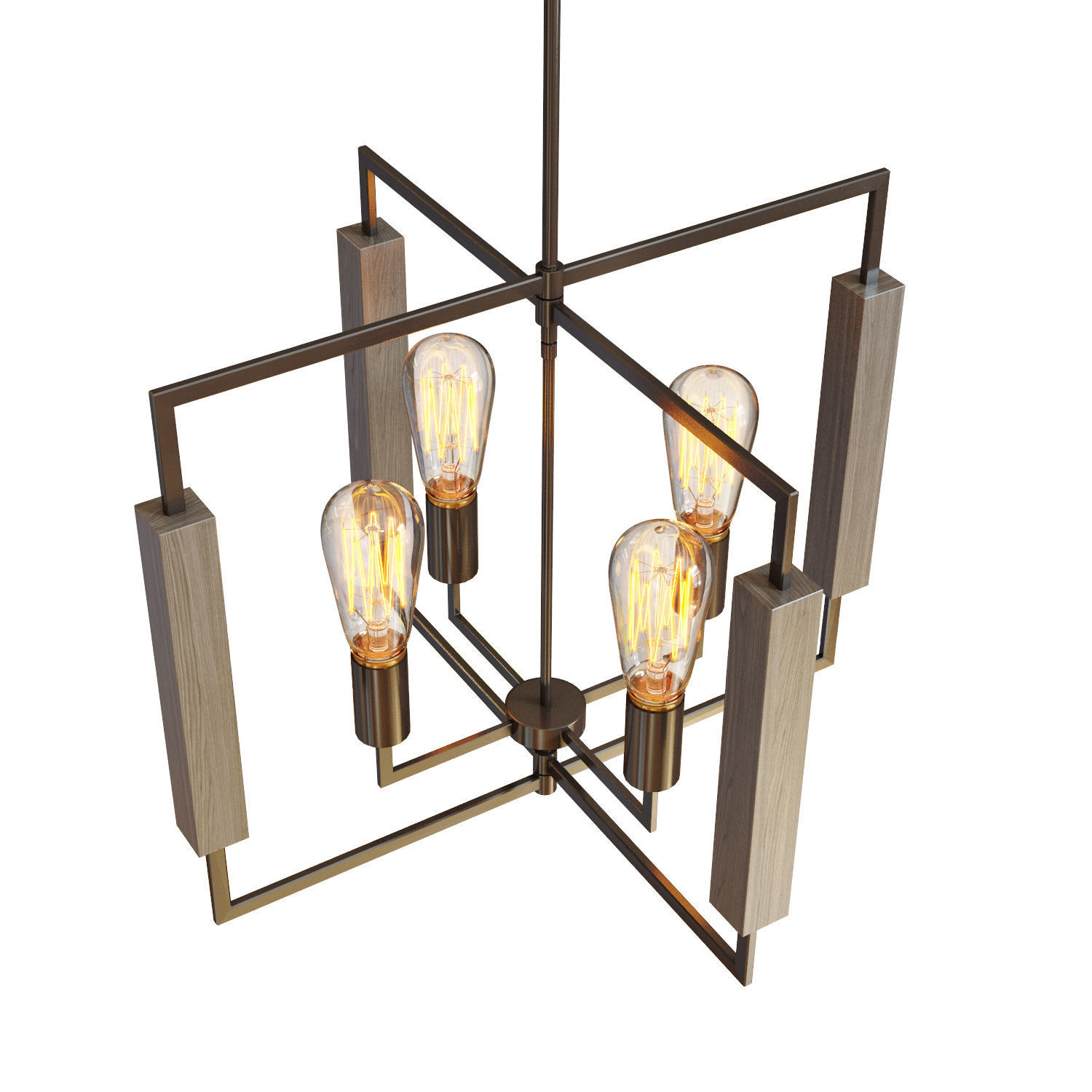 Steel Zinger 4Light Chandelier 3D model_1