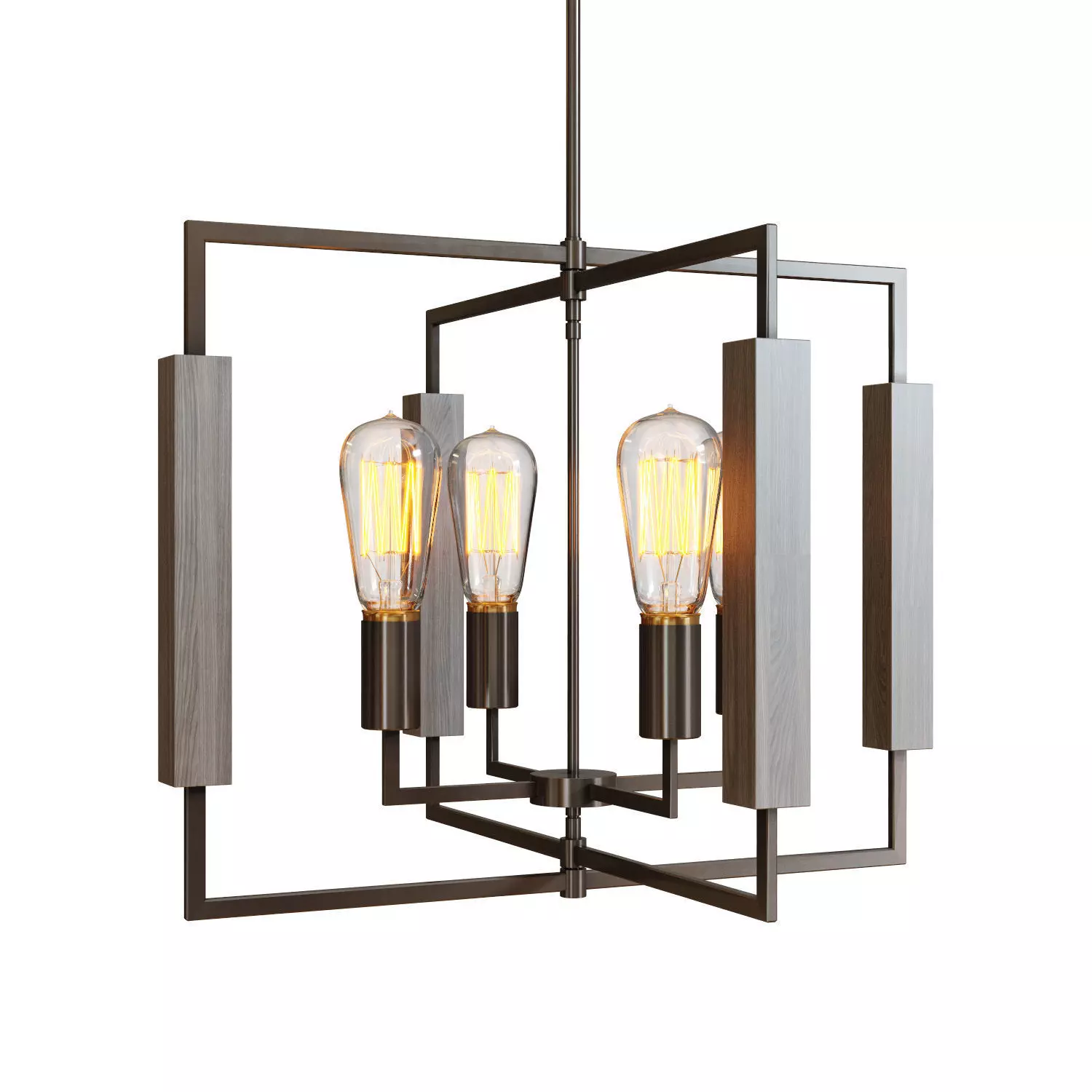 Steel Zinger 4Light Chandelier 3D model_0