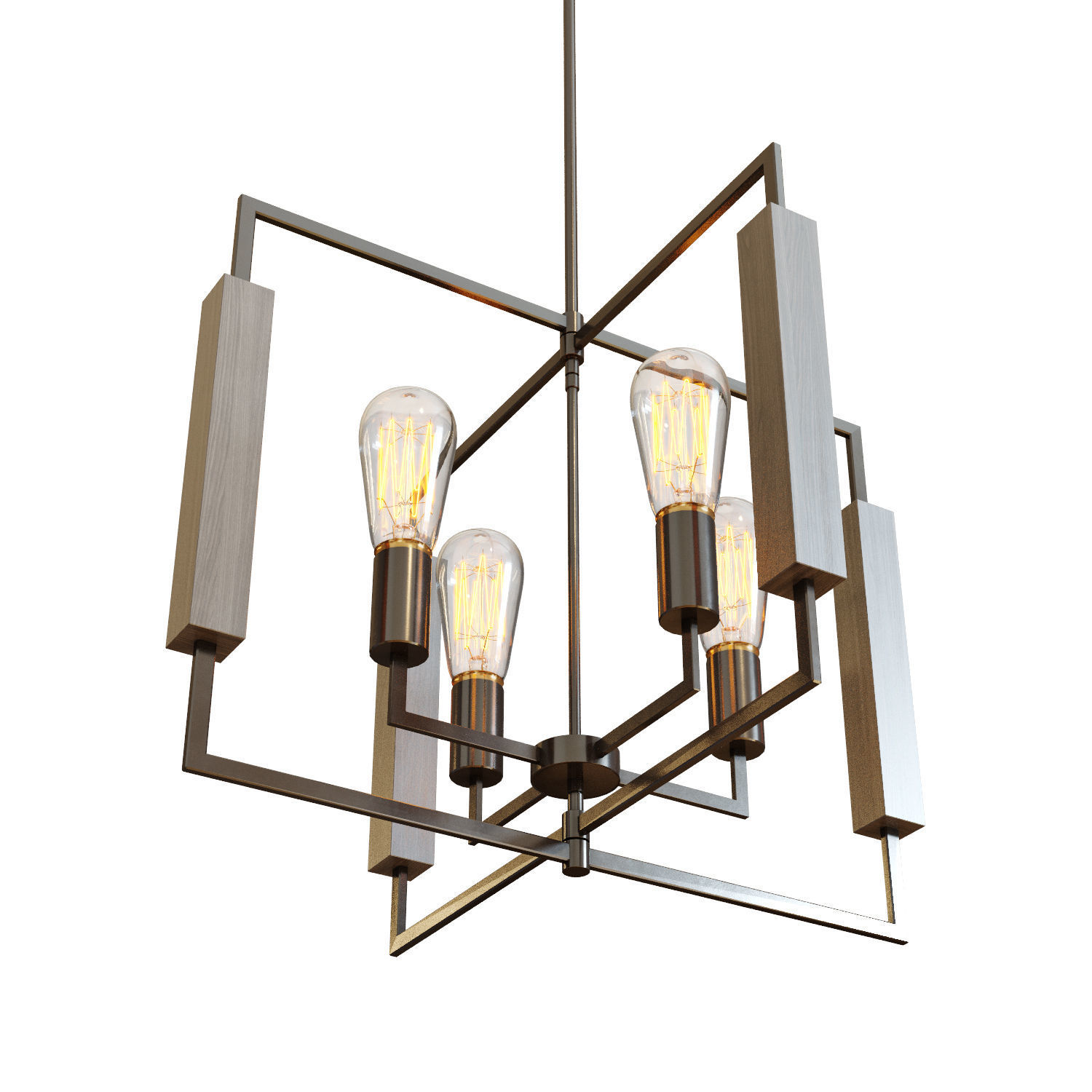Steel Zinger 4Light Chandelier 3D model_2