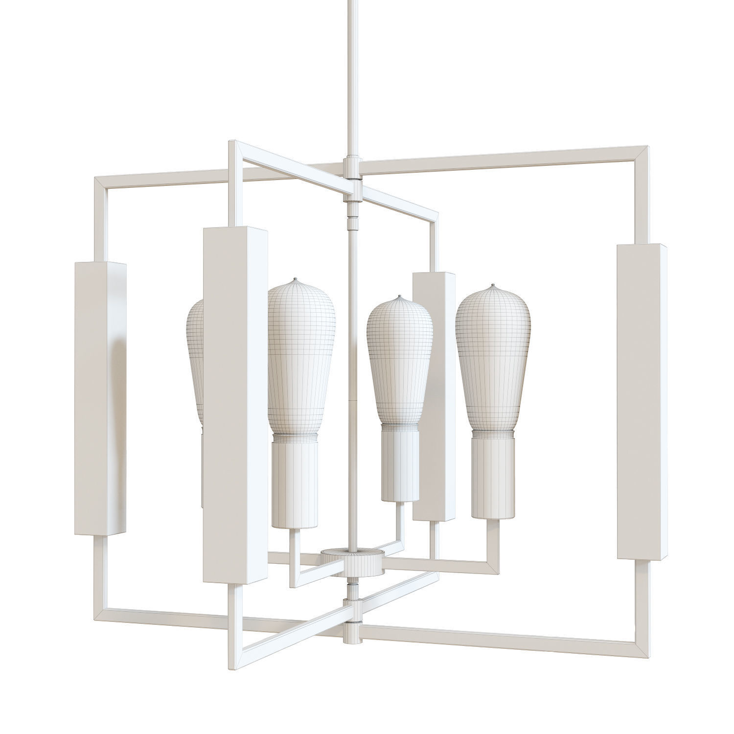 Steel Zinger 4Light Chandelier 3D model_5