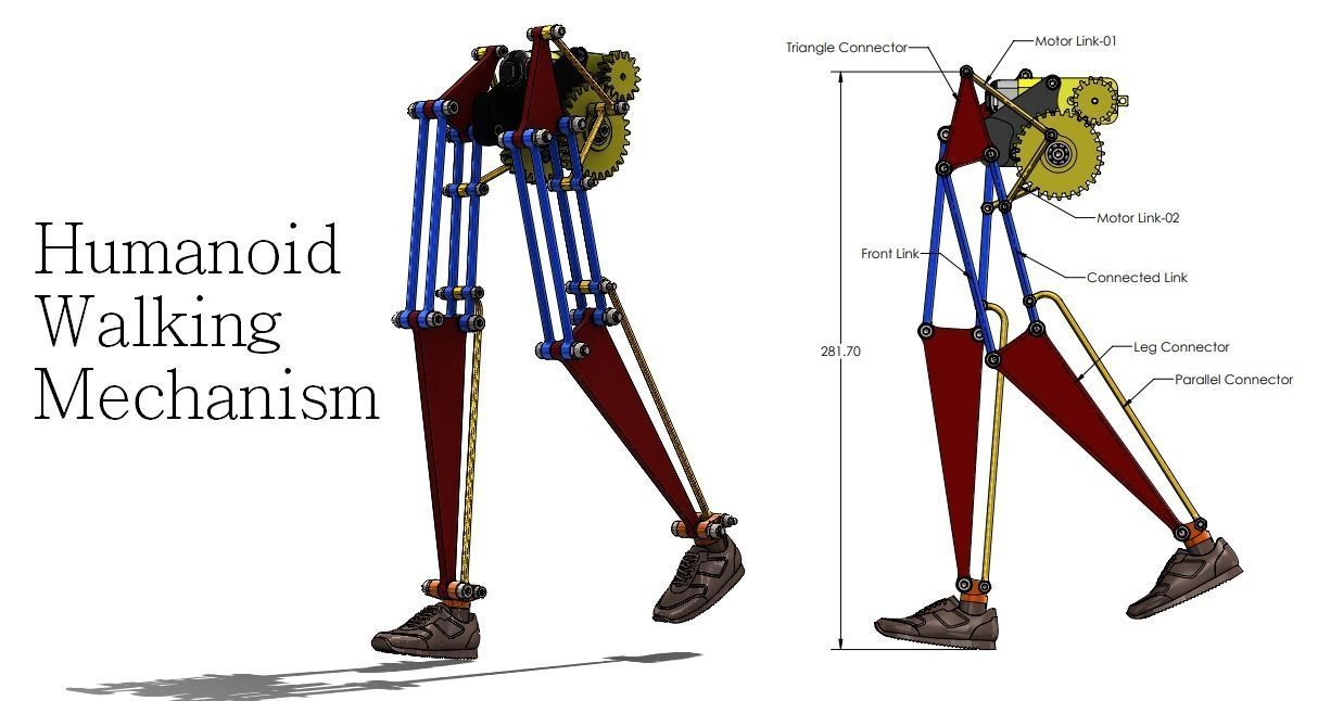 Humanoid Walking Mechanism 3D model 3D printable animated rigged CGTrader