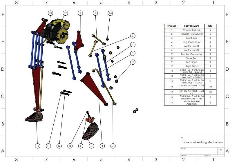 Humanoid Walking Mechanism 3D print model_3
