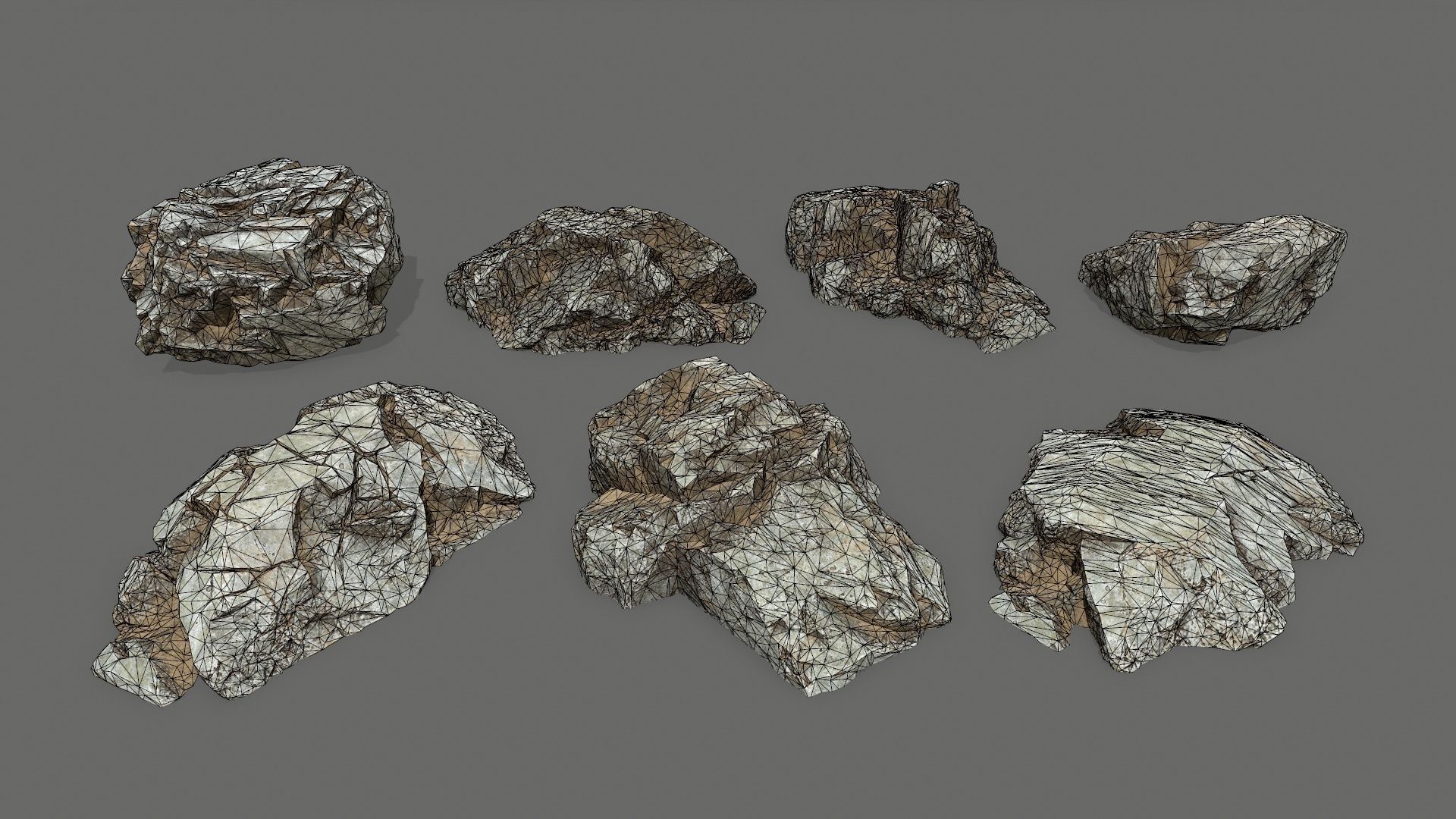 rocks silver rock Low-poly 3D model_20