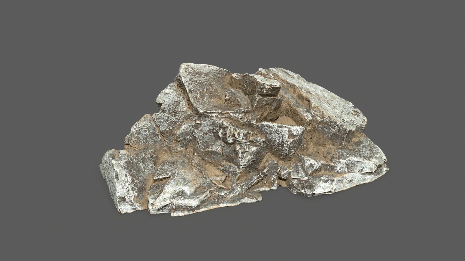 rocks silver rock Low-poly 3D model_4
