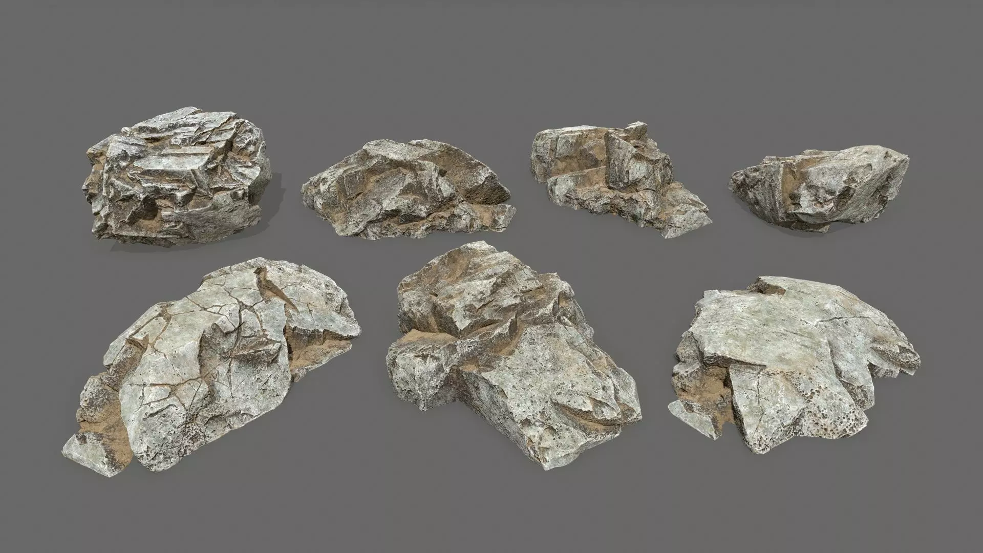 rocks silver rock Low-poly 3D model_0