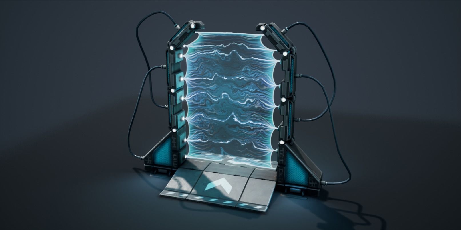 Teleporter futuristic device with lights Low-poly 3D model_6