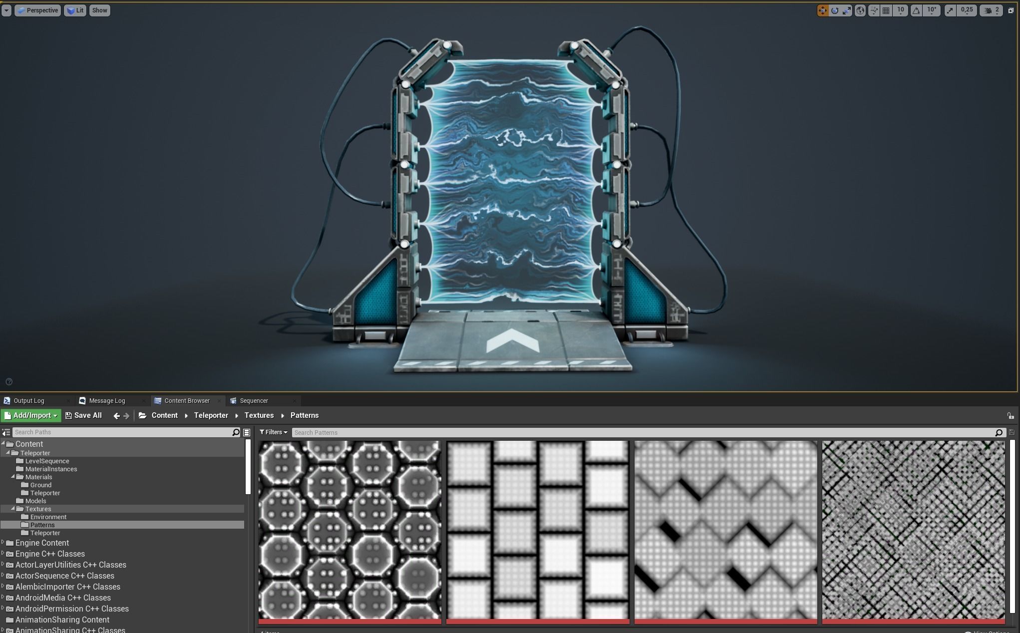 Teleporter futuristic device with lights Low-poly 3D model_11