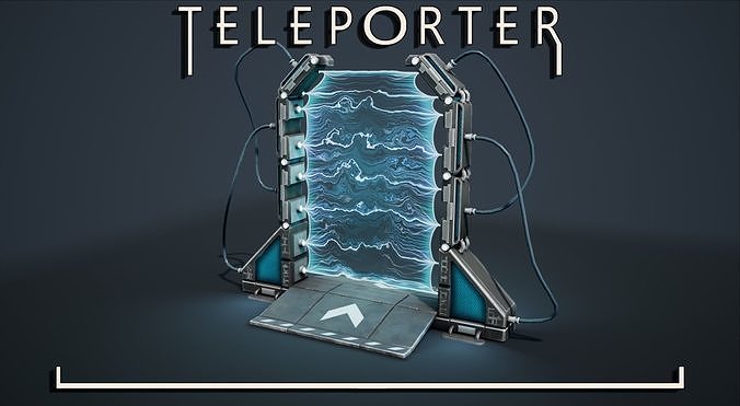 Teleporter futuristic device with lights Low-poly 3D model