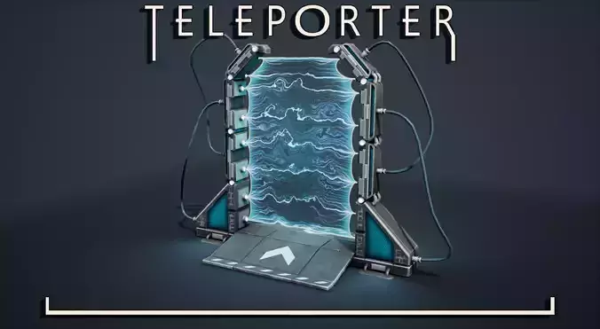 Teleporter futuristic device with lights Low-poly 3D model