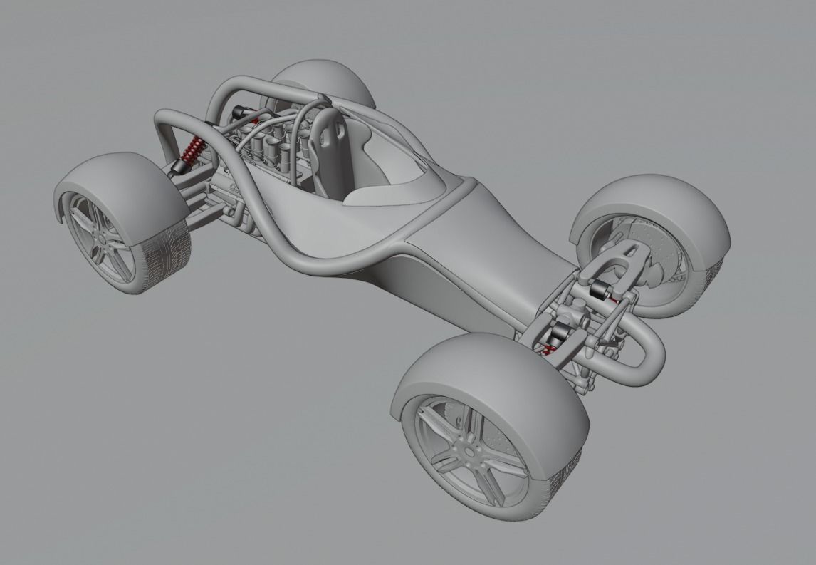 Car single place concept with v8 3D model_5