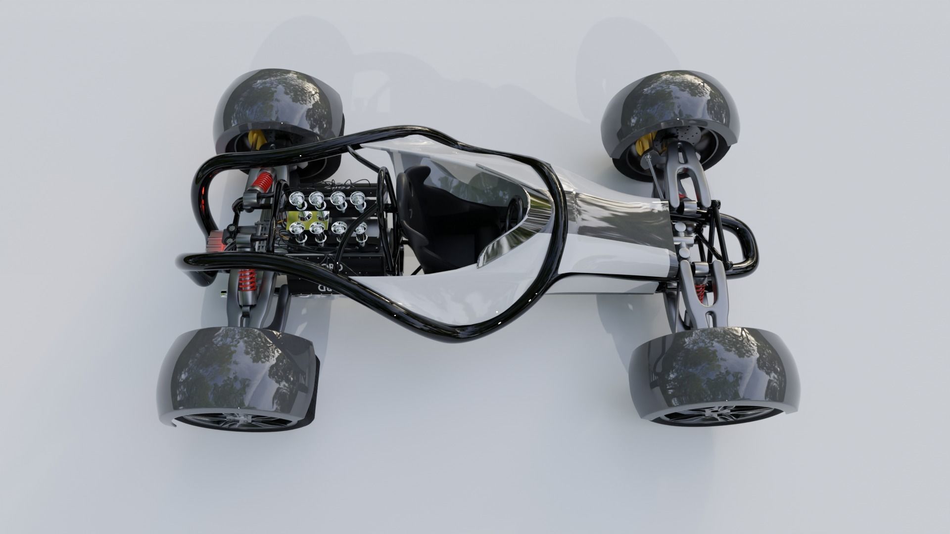 Car single place concept with v8 3D model_2