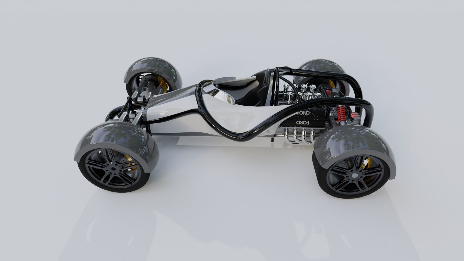 Car single place concept with v8 3D model_1