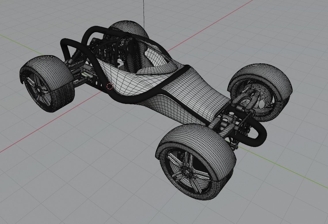 Car single place concept with v8 3D model_7