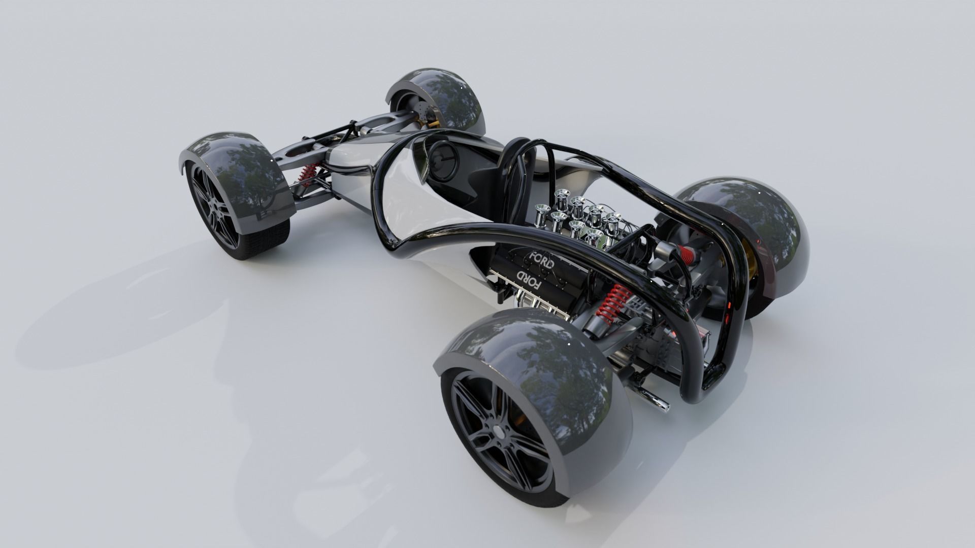 Car single place concept with v8 3D model_3