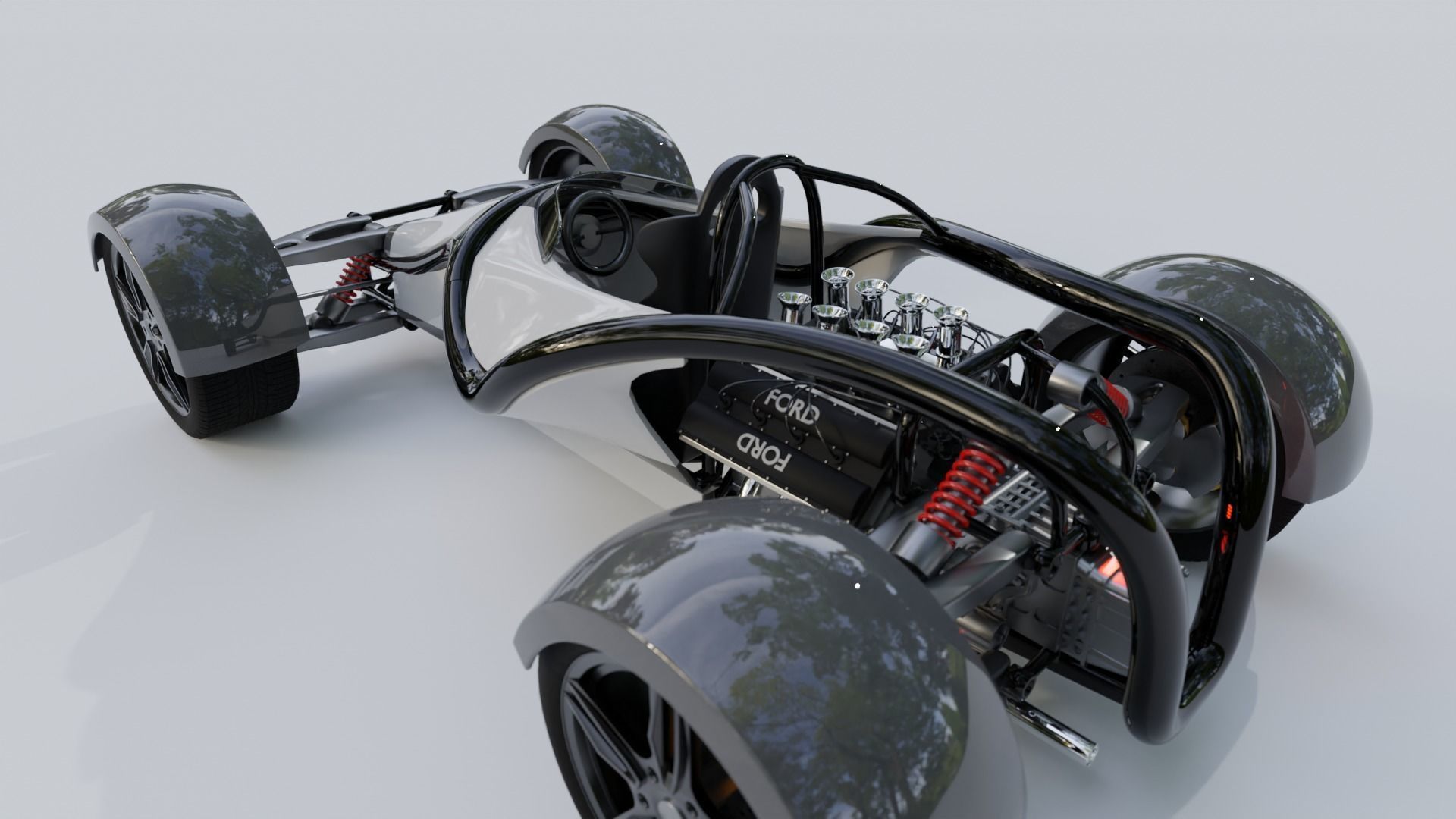 Car single place concept with v8 3D model_4
