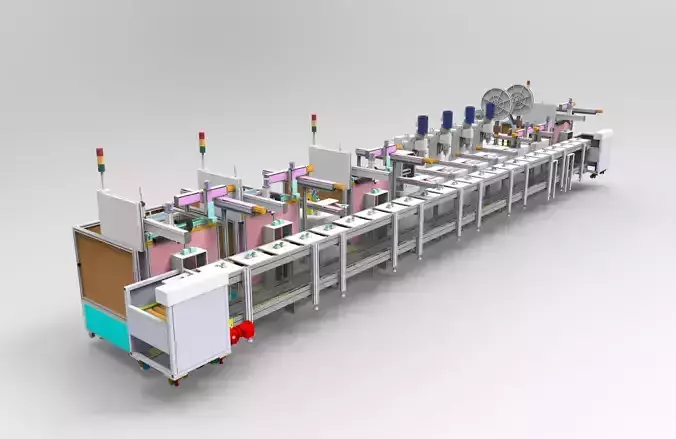 Mobile phone charger automatic assembly line 3D model