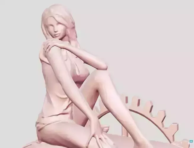 girl sitting statue 3D print model