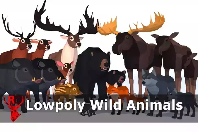 LowPoly Wild Animals pack Low-poly 3D model