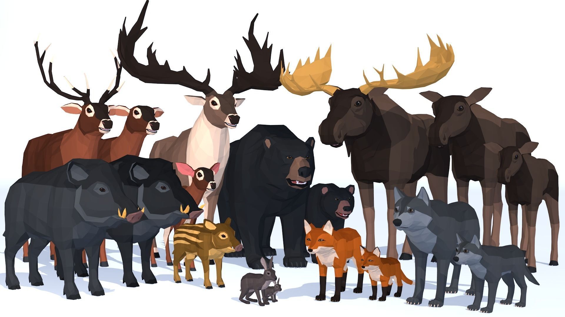 LowPoly Wild Animals pack Low-poly 3D model_1