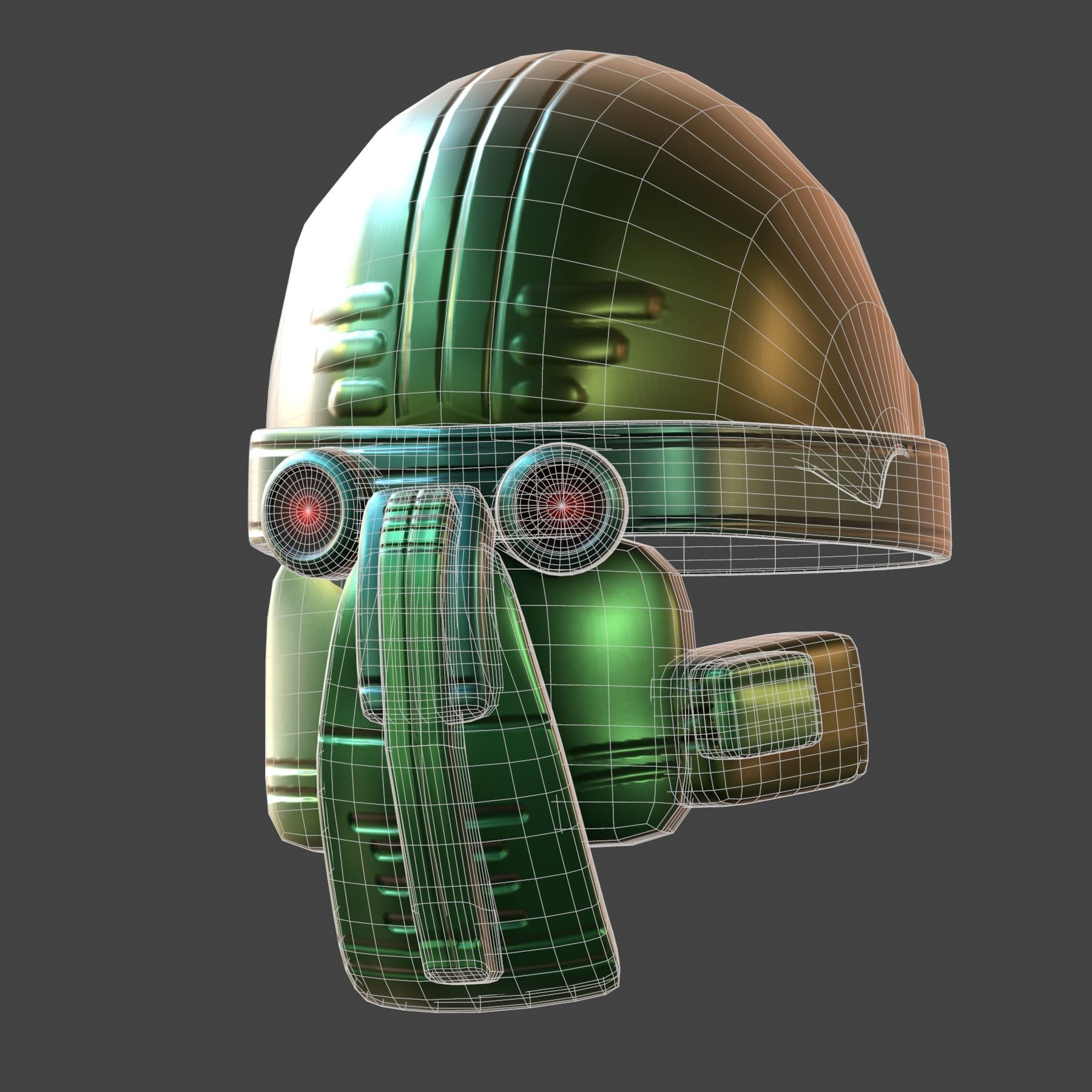 Gas mask helmet 3d model scifi Low-poly Low-poly 3D model_7