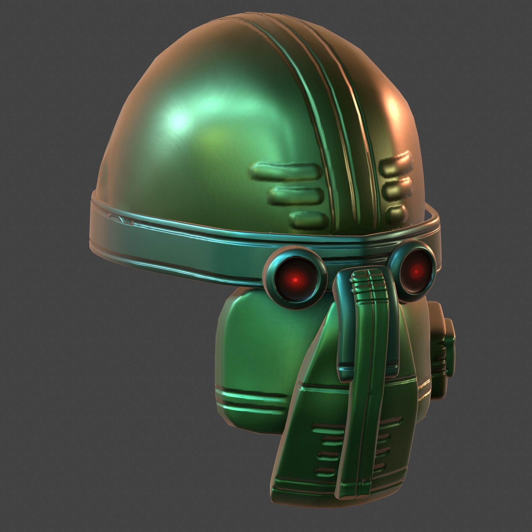 Gas mask helmet 3d model scifi Low-poly Low-poly 3D model_4