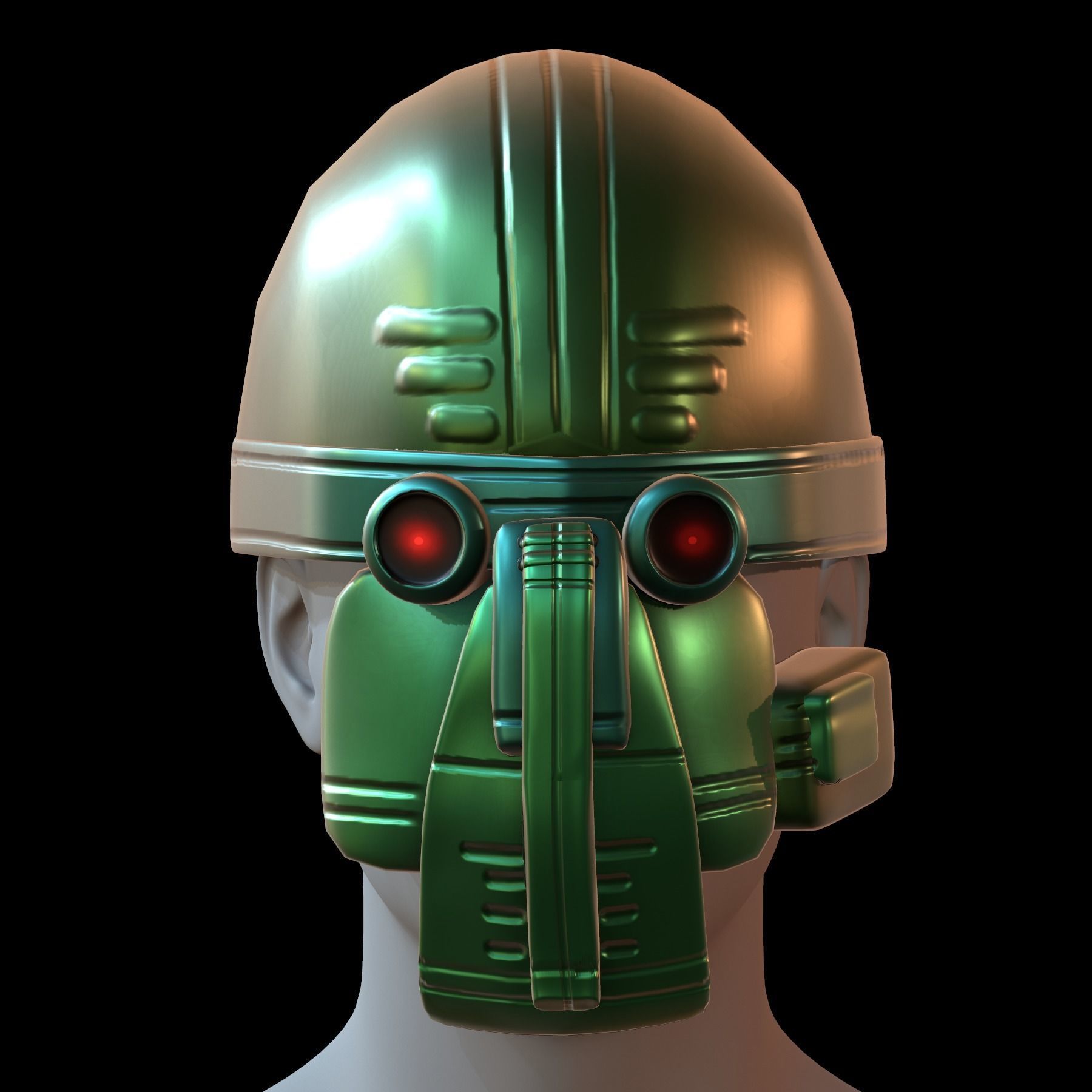 Gas mask helmet 3d model scifi Low-poly Low-poly 3D model_1