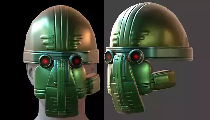Gas mask helmet 3d model scifi Low-poly 