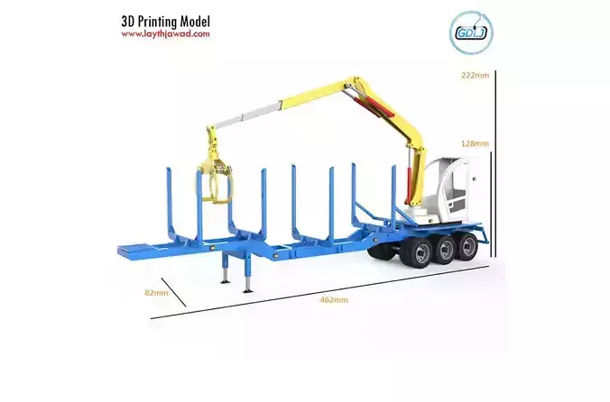 Trailer for Carrying Logs With crane