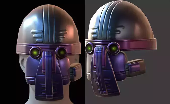 Gas mask helmet 3d model scifi Low-poly 