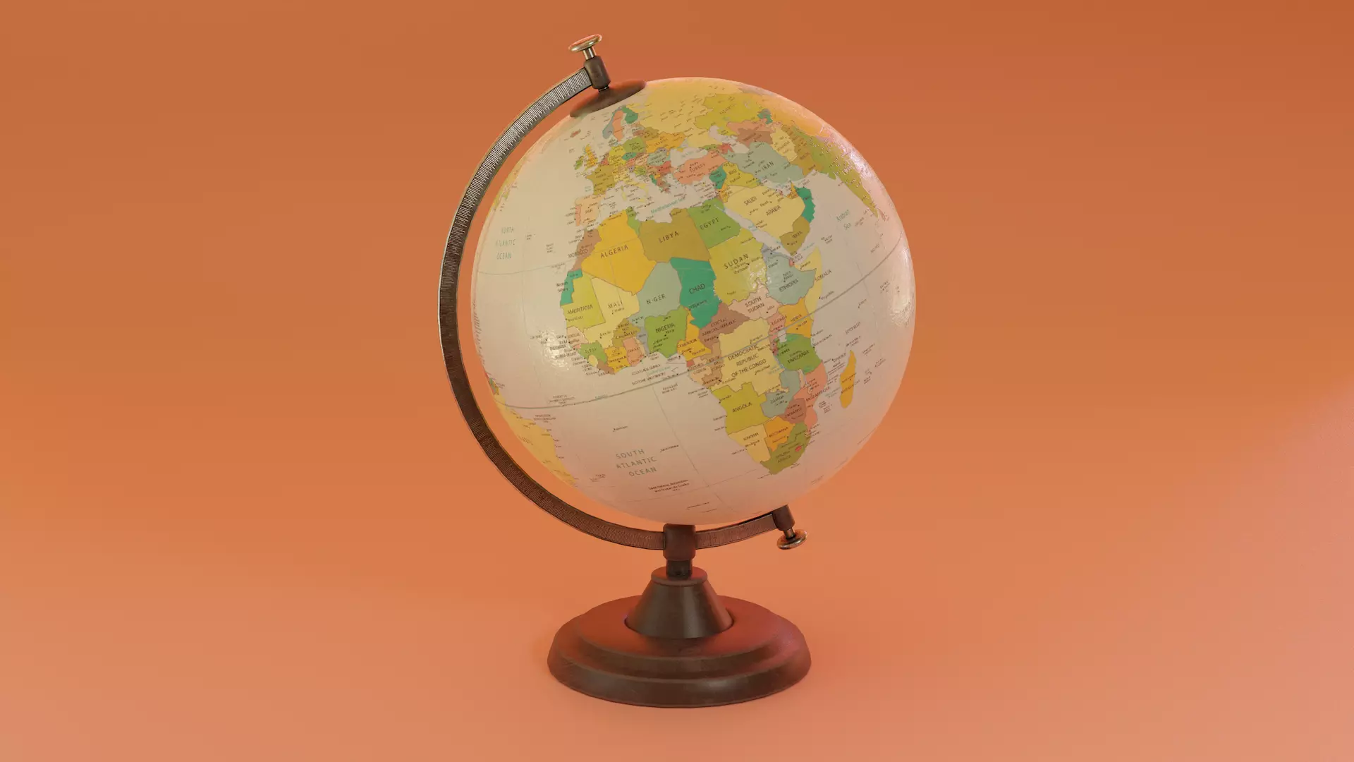 Desk Globe Low-poly 3D model_0