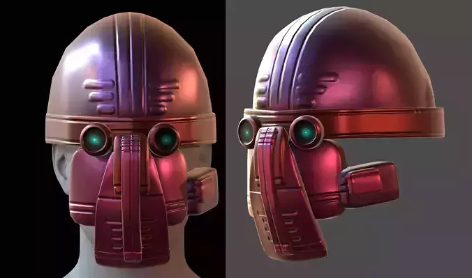 Gas mask helmet 3d model scifi Low-poly 