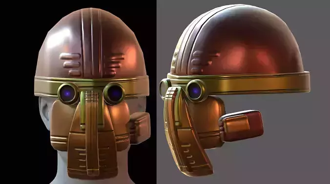 Gas mask helmet 3d model scifi Low-poly 