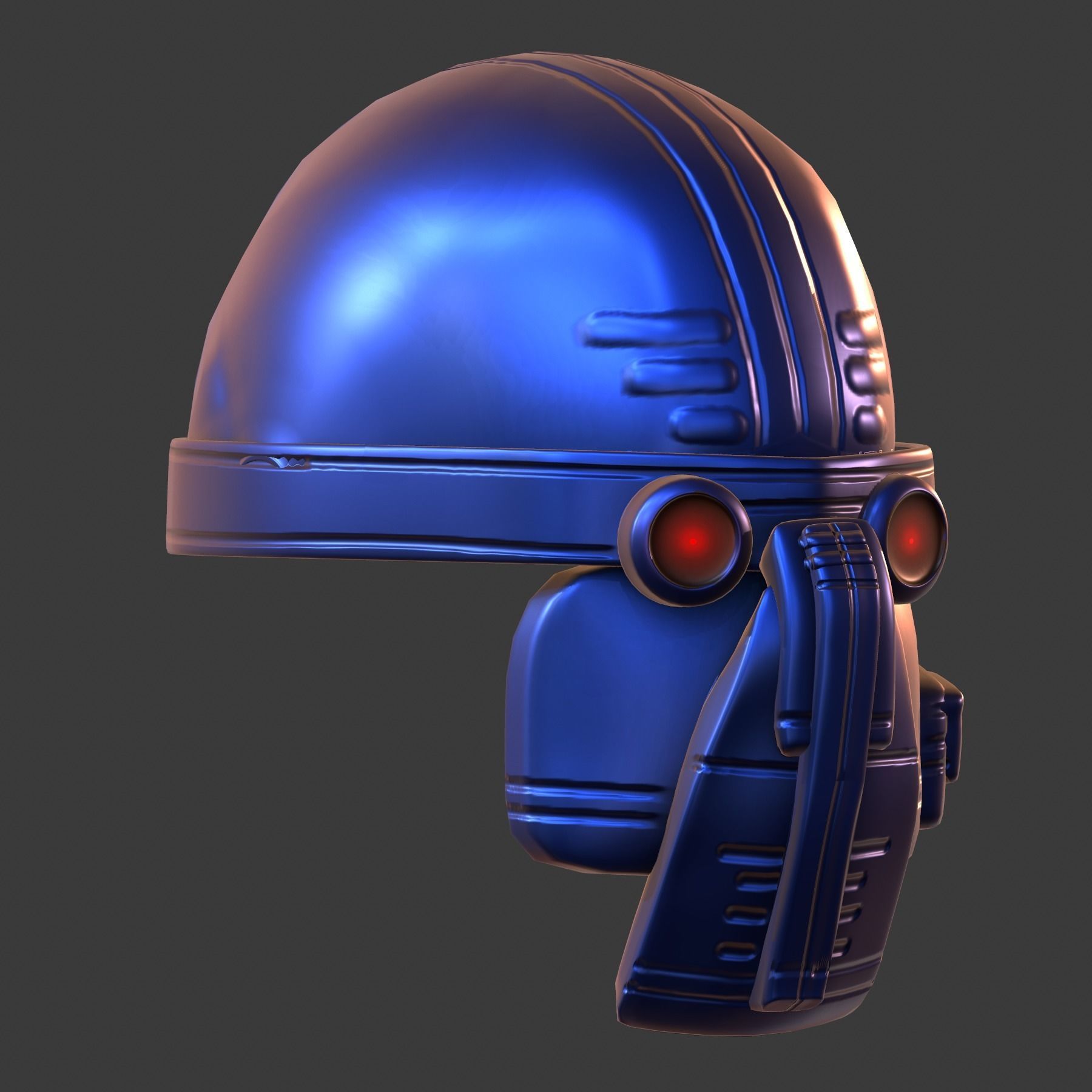 Gas mask helmet 3d model scifi Low-poly Low-poly 3D model_4