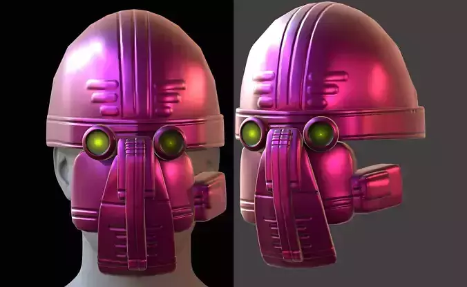Gas mask helmet 3d model scifi Low-poly 
