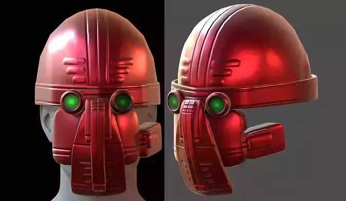 Gas mask helmet 3d model scifi Low-poly 