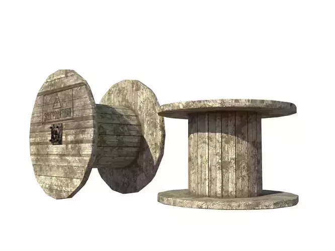 Wooden Cable reel 3D model