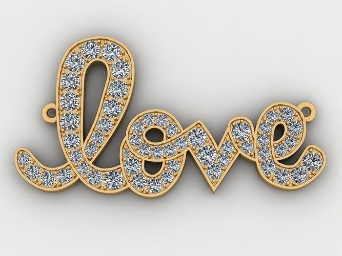 Love Pendant with Diamonds  3D print model