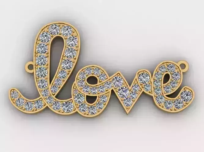 Love Pendant with Diamonds  3D print model