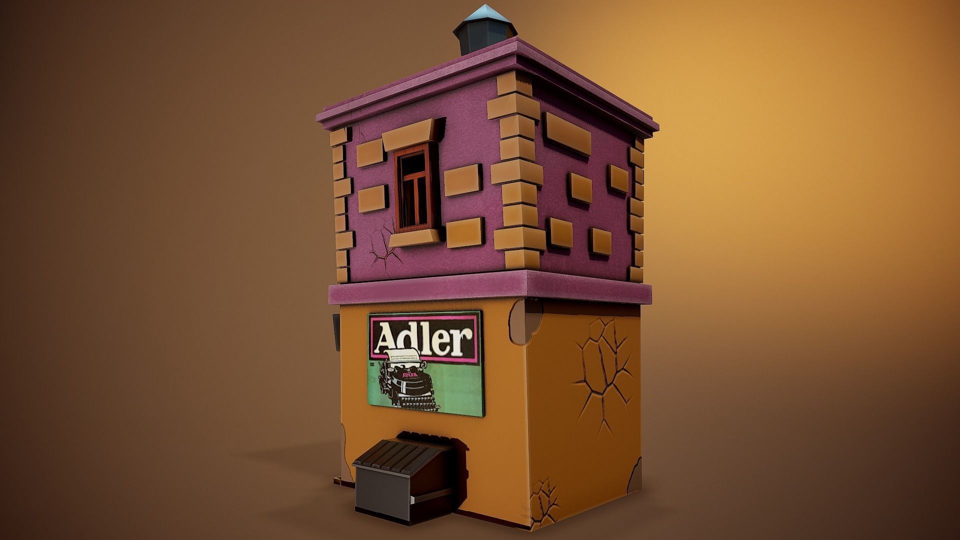 Stylized Building - Tutorial Included Low-poly 3D model_6