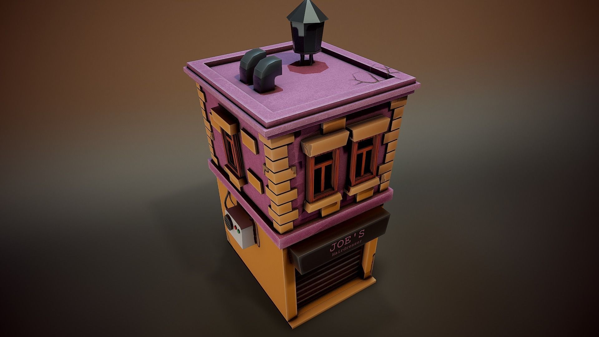 Stylized Building - Tutorial Included Low-poly 3D model_8