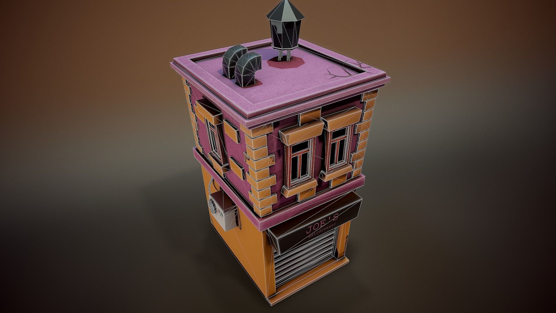 Stylized Building - Tutorial Included Low-poly 3D model_9