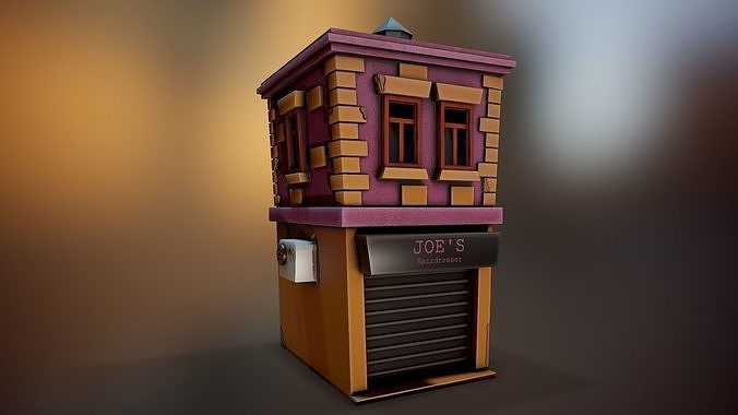 Stylized Building - Tutorial Included Low-poly 3D model
