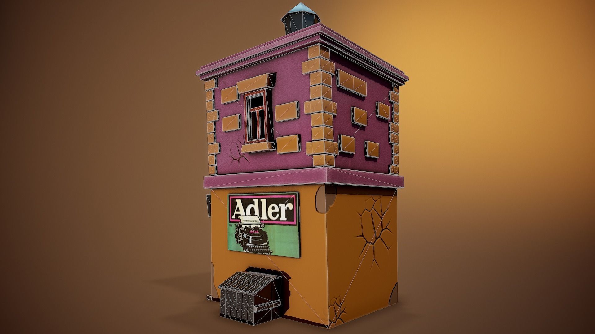 Stylized Building - Tutorial Included Low-poly 3D model_7