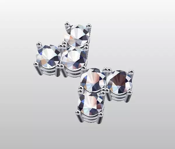 pendant four crystal stud earrings Free 3D model