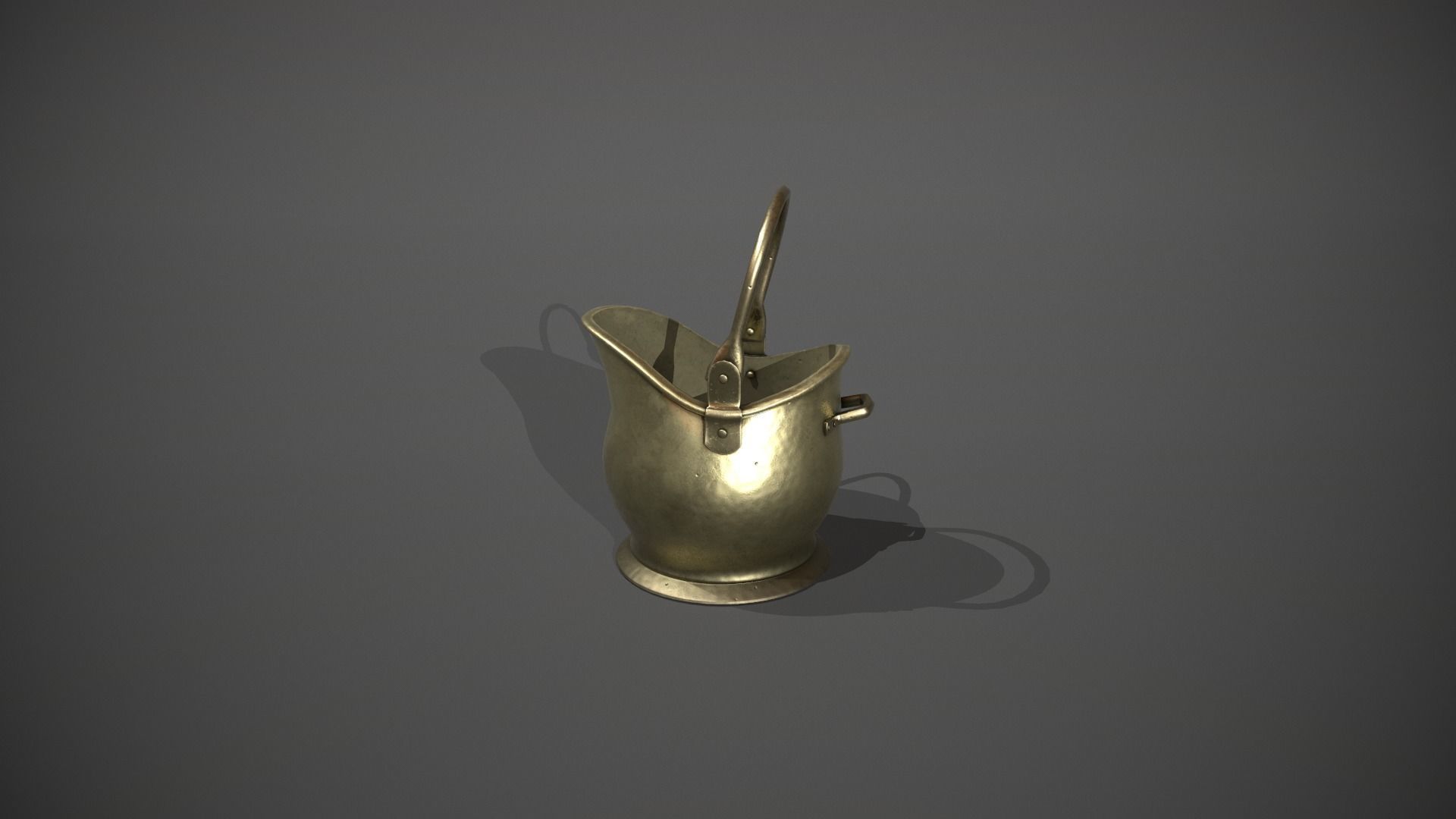 Brass Coal Scuttle - Coal Bucket Low-poly 3D model_6