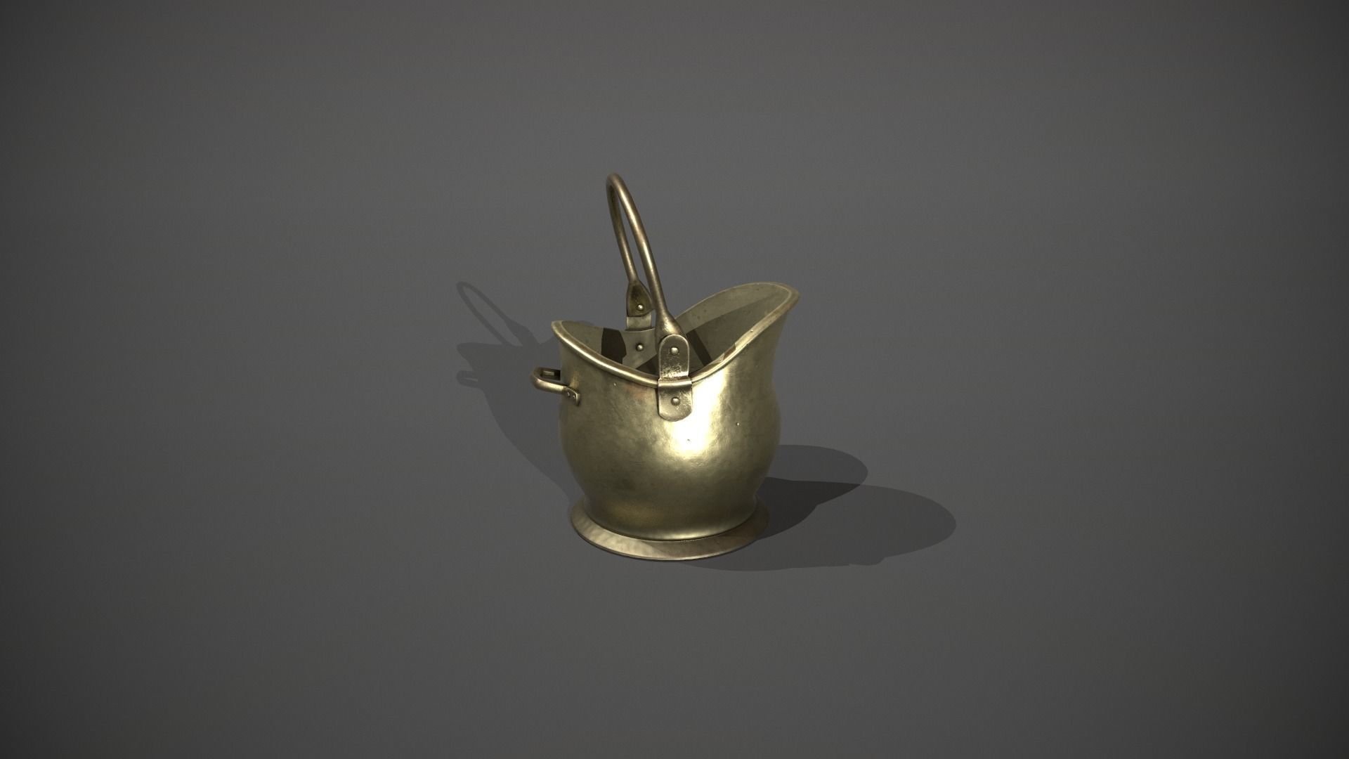 Brass Coal Scuttle - Coal Bucket Low-poly 3D model_12