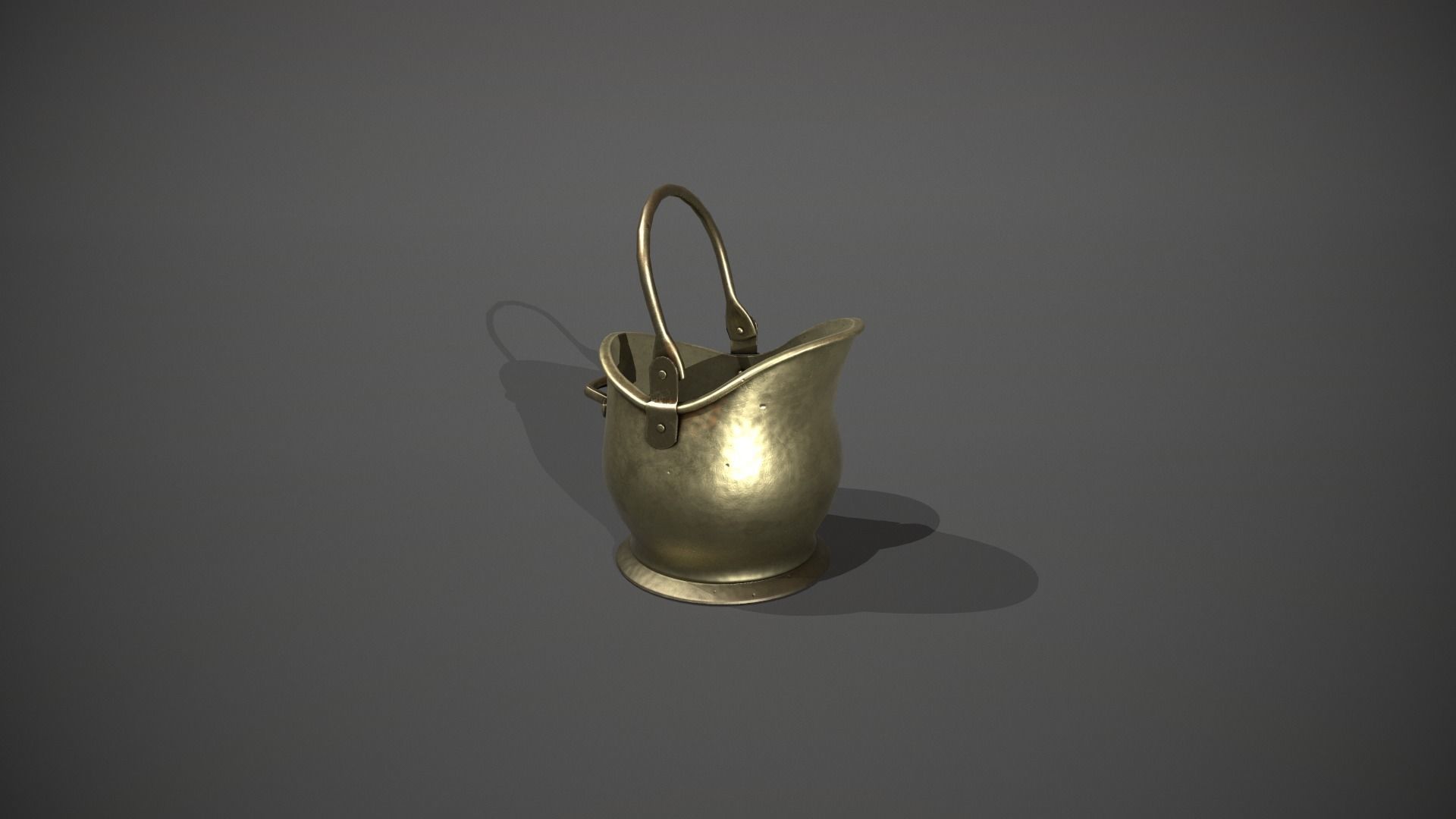 Brass Coal Scuttle - Coal Bucket Low-poly 3D model_11