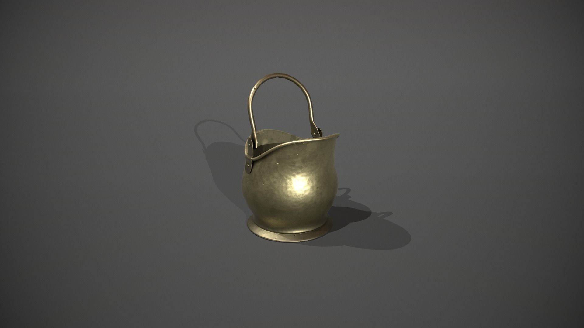 Brass Coal Scuttle - Coal Bucket Low-poly 3D model_10