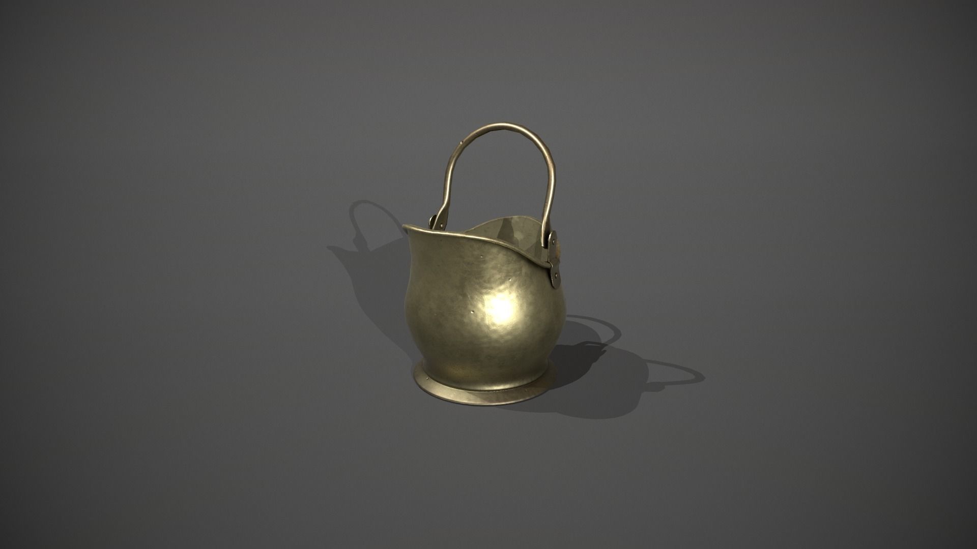 Brass Coal Scuttle - Coal Bucket Low-poly 3D model_8